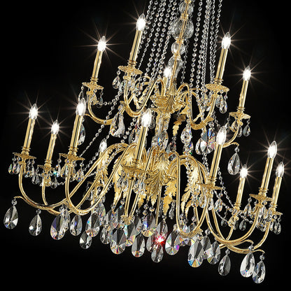 Large Italian Gold Plated Crystal Chandelier