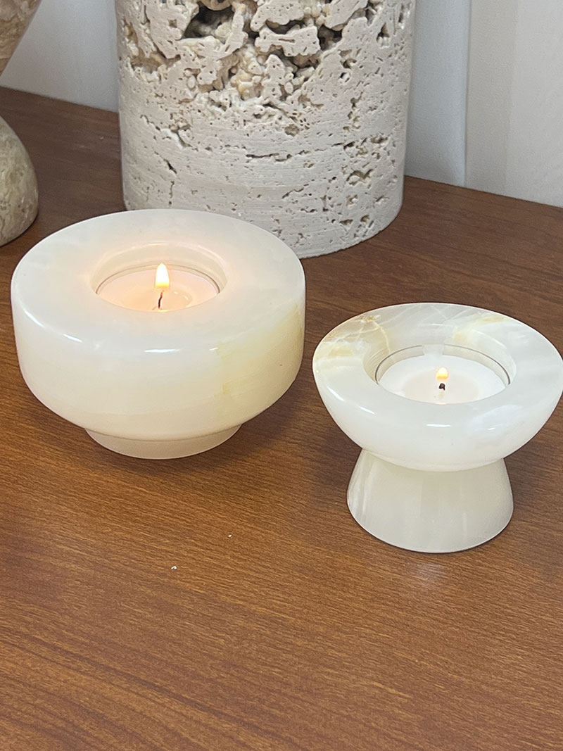 Stone Halo Candle Holder Set