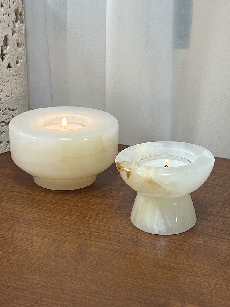 Stone Halo Candle Holder Set