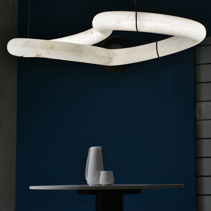 Streamlined Alabaster Pendant Lamp
