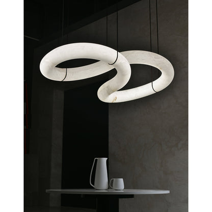 Streamlined Alabaster Pendant Lamp
