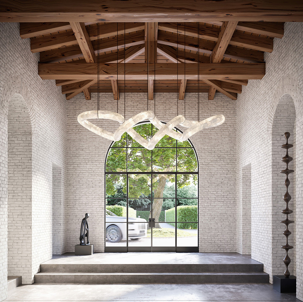 Streamlined Alabaster Pendant Lamp