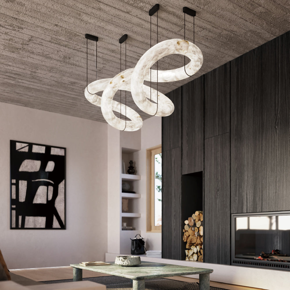 Streamlined Alabaster Pendant Lamp
