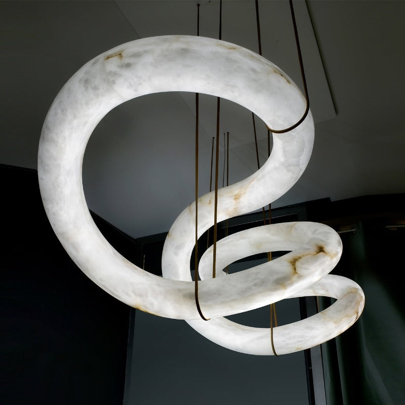 Streamlined Alabaster Pendant Lamp