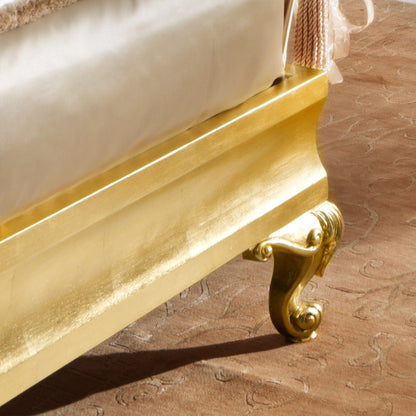 Rococo Gold Leaf Button Upholstered Bed