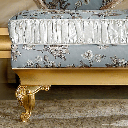 Gold Leaf Rococo Upholstered Bench