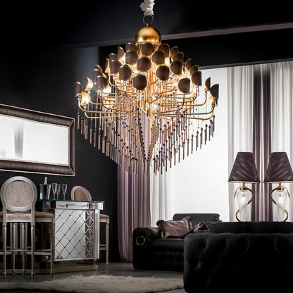 Superb Gold Crystal Chandelier