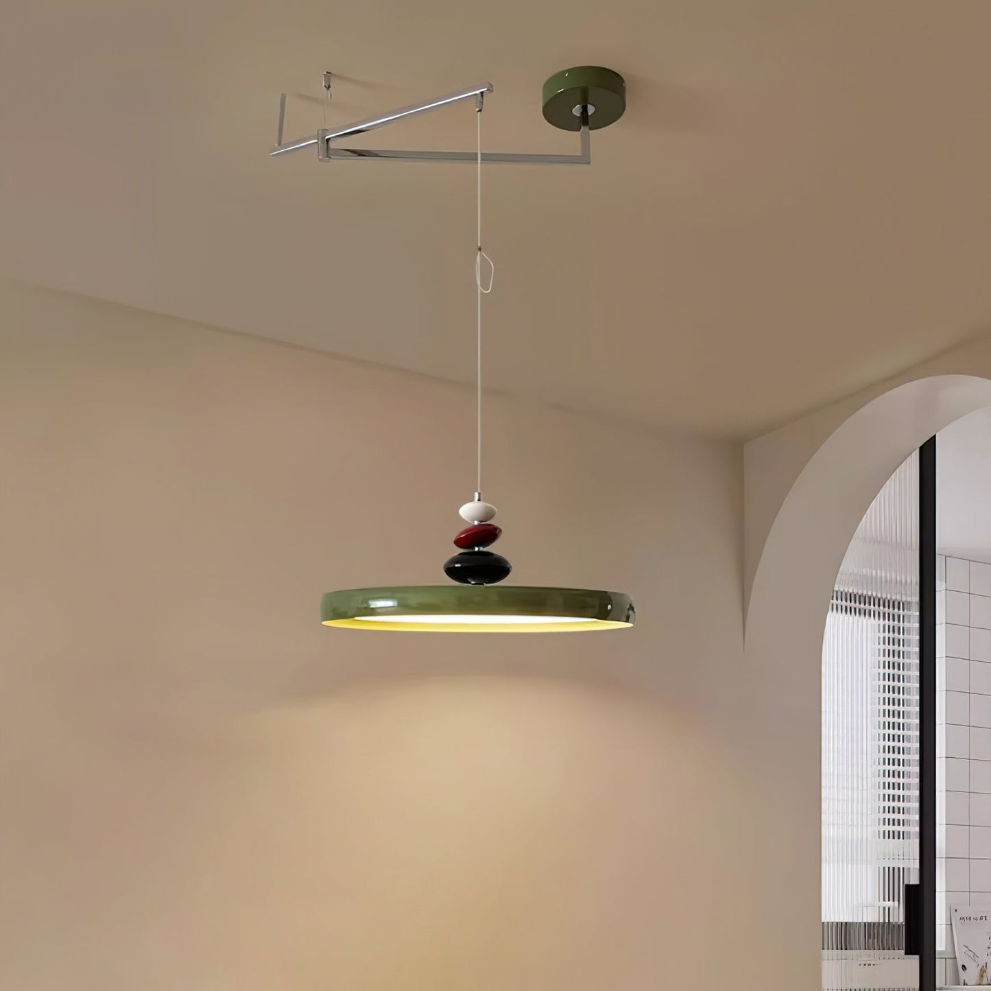 Swing Arm Stone Houselight Pendant Light