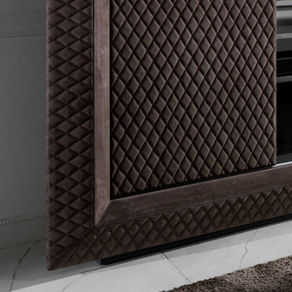 Contemporary Quilted Nubuck Italian TV Cabinet