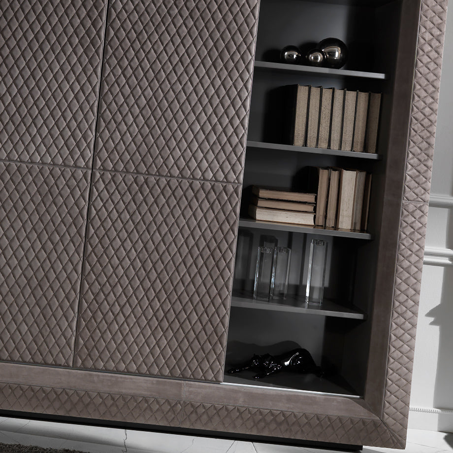 Contemporary Quilted Nubuck Italian TV Cabinet