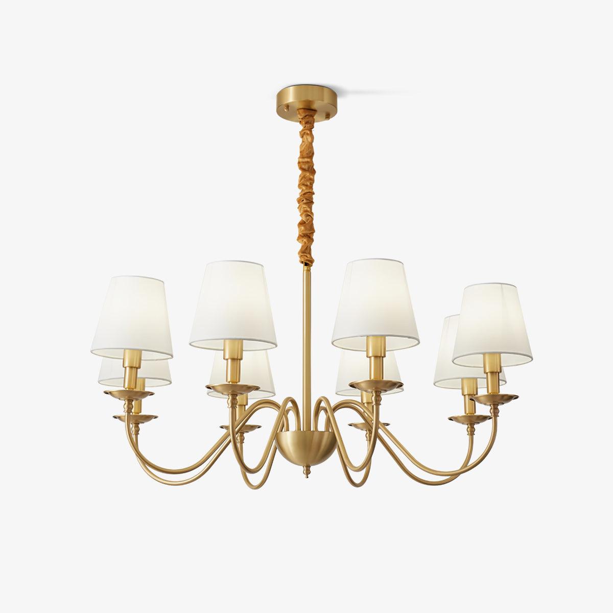 Tapered Fabric Brass Candelabrum Chandelier