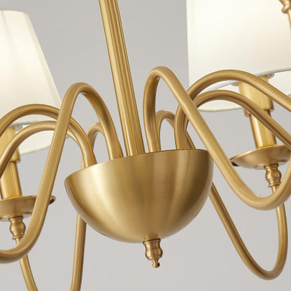 Tapered Fabric Brass Candelabrum Chandelier