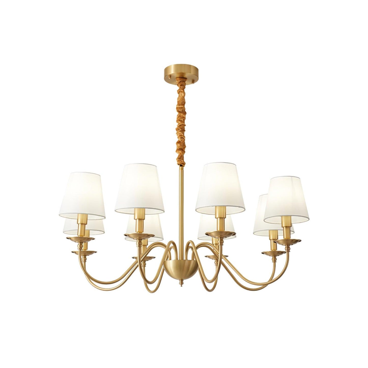 Tapered Fabric Brass Candelabrum Chandelier