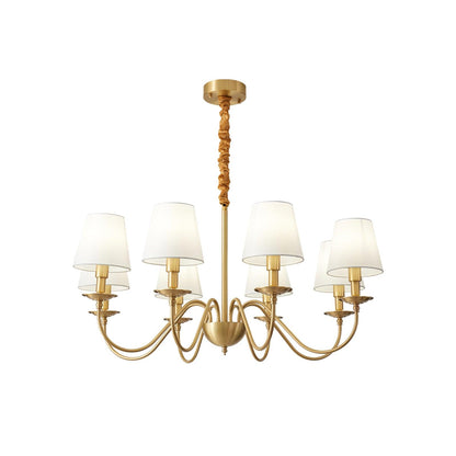 Tapered Fabric Brass Candelabrum Chandelier