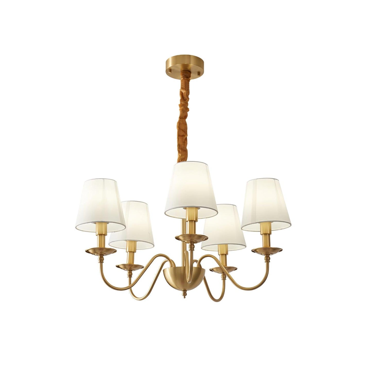 Tapered Fabric Brass Candelabrum Chandelier