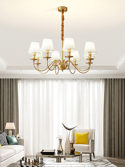 Tapered Fabric Brass Candelabrum Chandelier