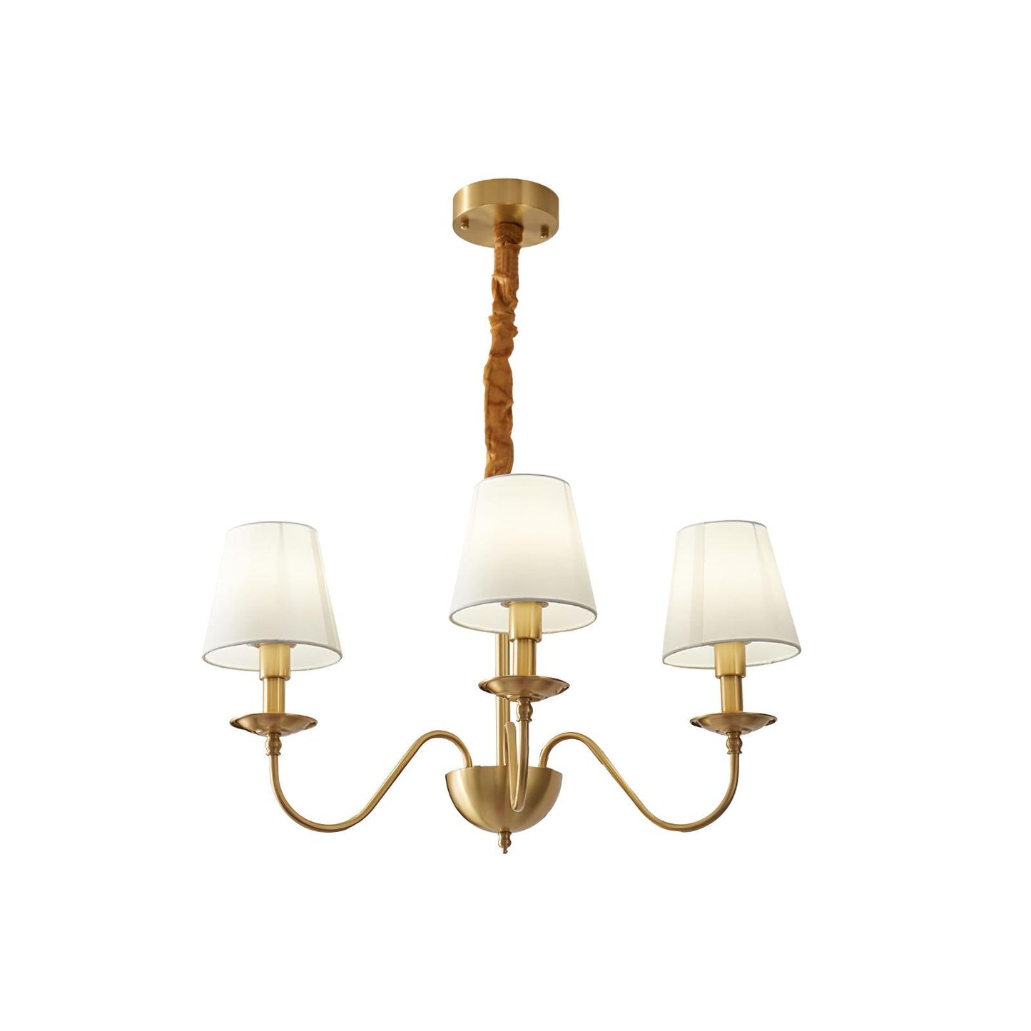 Tapered Fabric Brass Candelabrum Chandelier