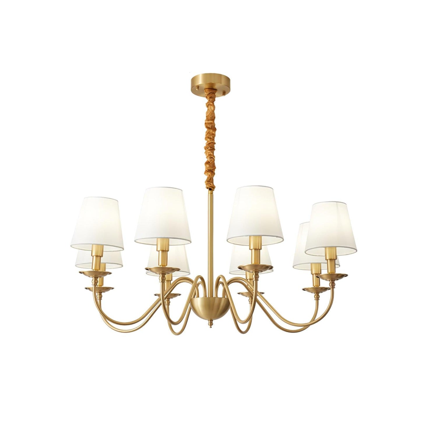 Tapered Fabric Brass Candelabrum Chandelier