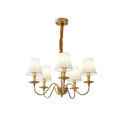 Tapered Fabric Brass Candelabrum Chandelier