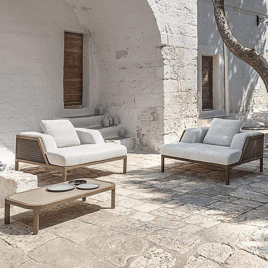 Teak-wood Rattan Outdoor Lounge Sofa