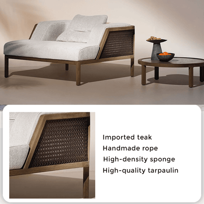 Teak-wood Rattan Outdoor Lounge Sofa