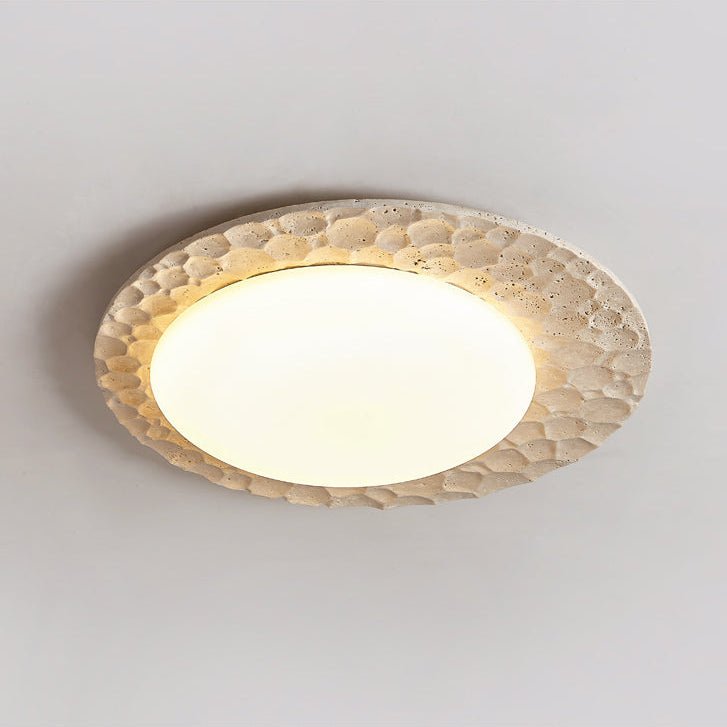 Textured Organic Travertine Ceiling Lamp