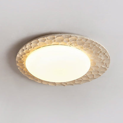 Textured Organic Travertine Ceiling Lamp