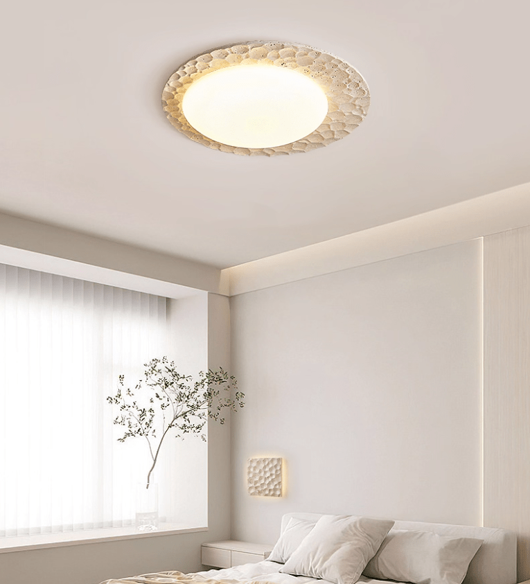 Textured Organic Travertine Ceiling Lamp