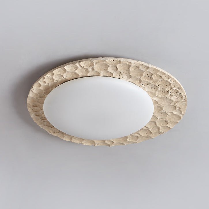 Textured Organic Travertine Ceiling Lamp