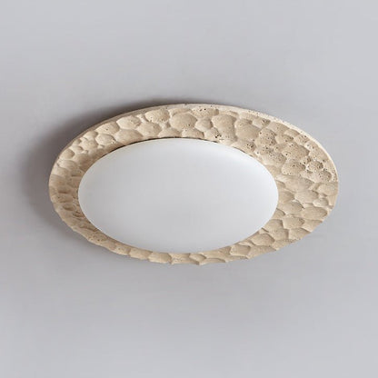 Textured Organic Travertine Ceiling Lamp