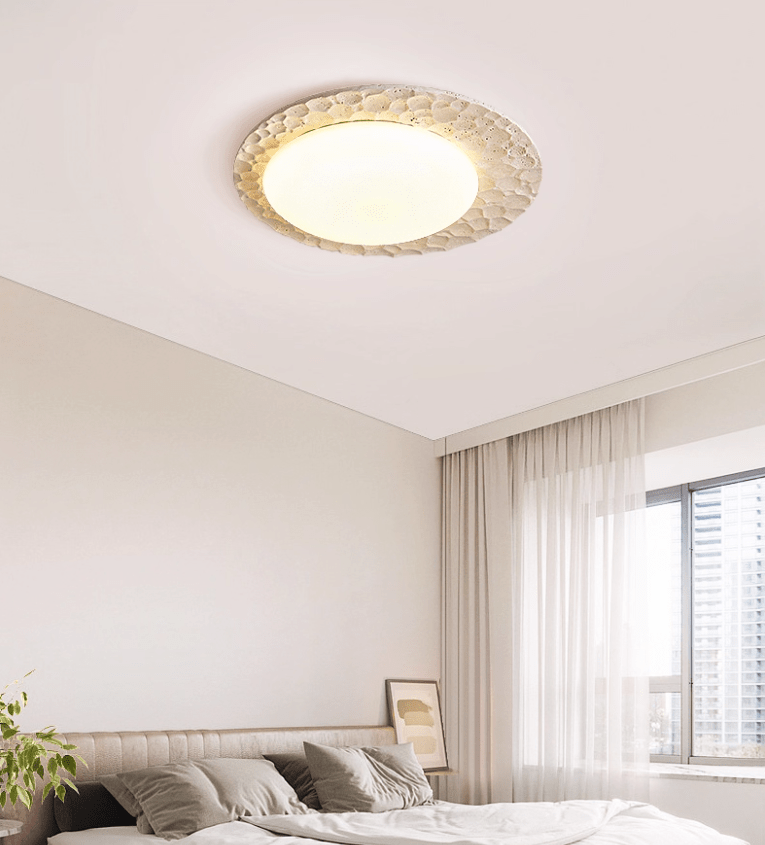 Textured Organic Travertine Ceiling Lamp