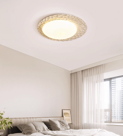 Textured Organic Travertine Ceiling Lamp