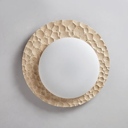 Textured Organic Travertine Ceiling Lamp