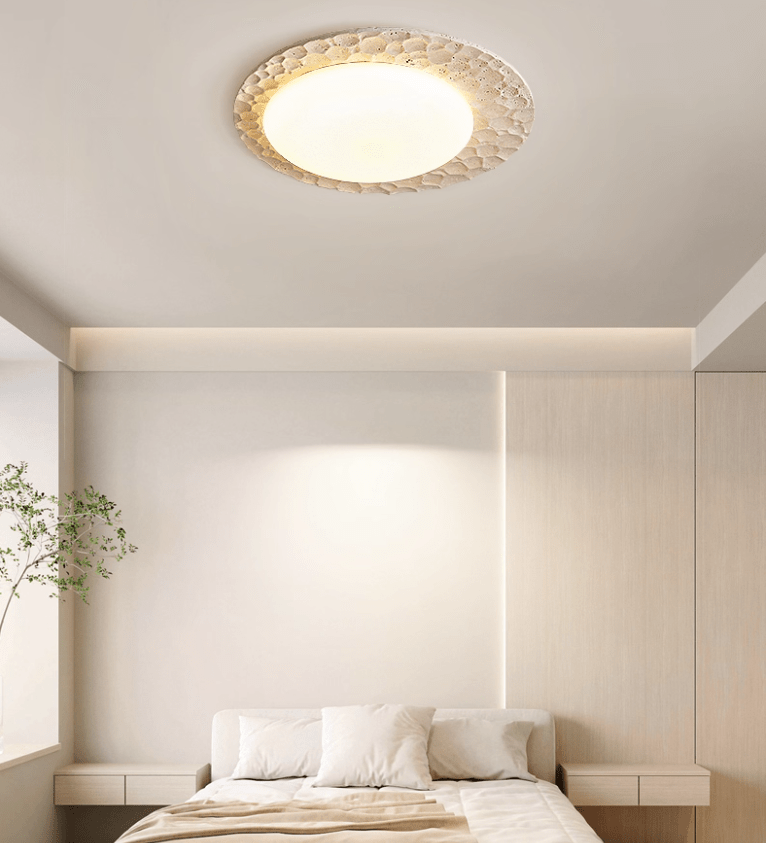 Textured Organic Travertine Ceiling Lamp