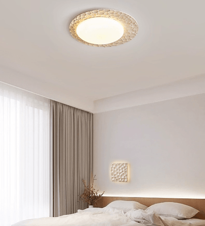 Textured Organic Travertine Ceiling Lamp