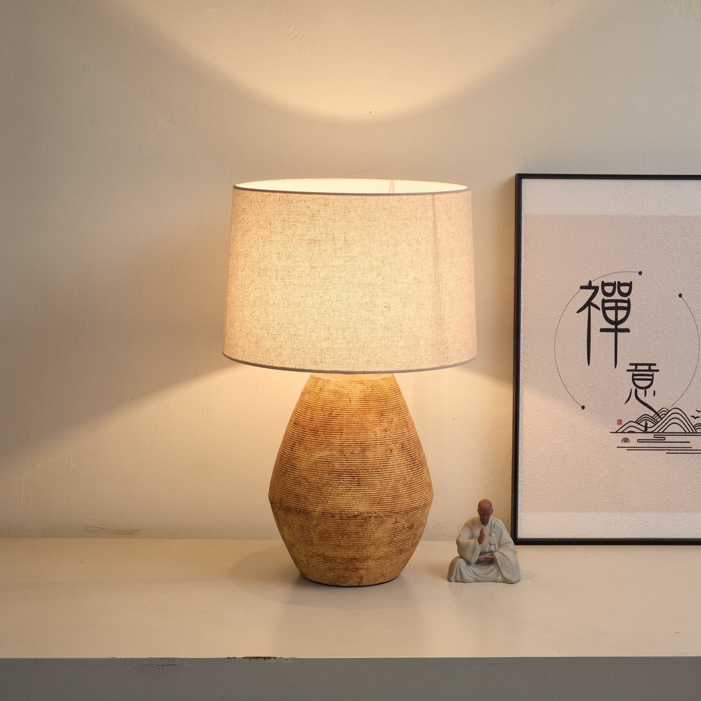 Textured Terracotta Toned Table Lamp