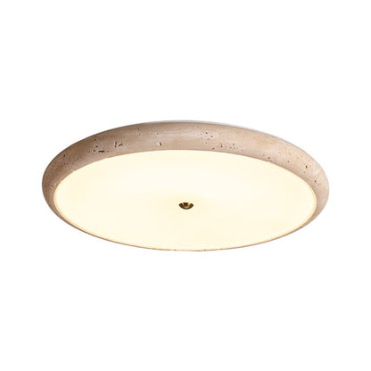 Textured Travertine Disk Ceiling Light