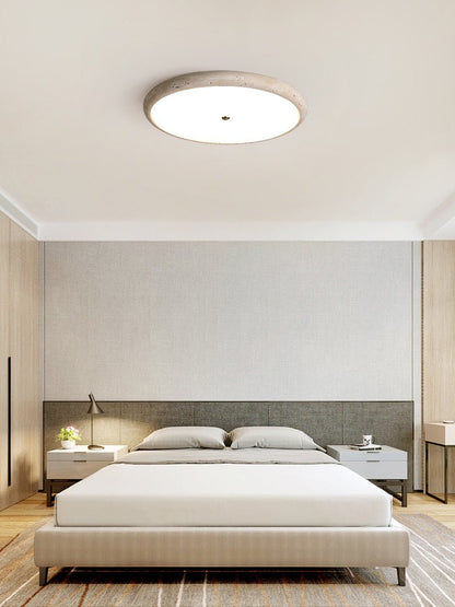 Textured Travertine Disk Ceiling Light