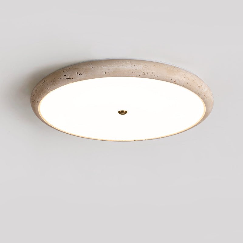 Textured Travertine Disk Ceiling Light