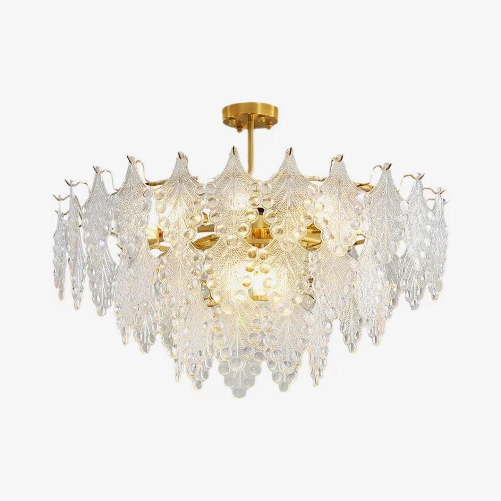 Tiered Carved Glass Crown Chandelier