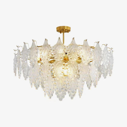 Tiered Carved Glass Crown Chandelier