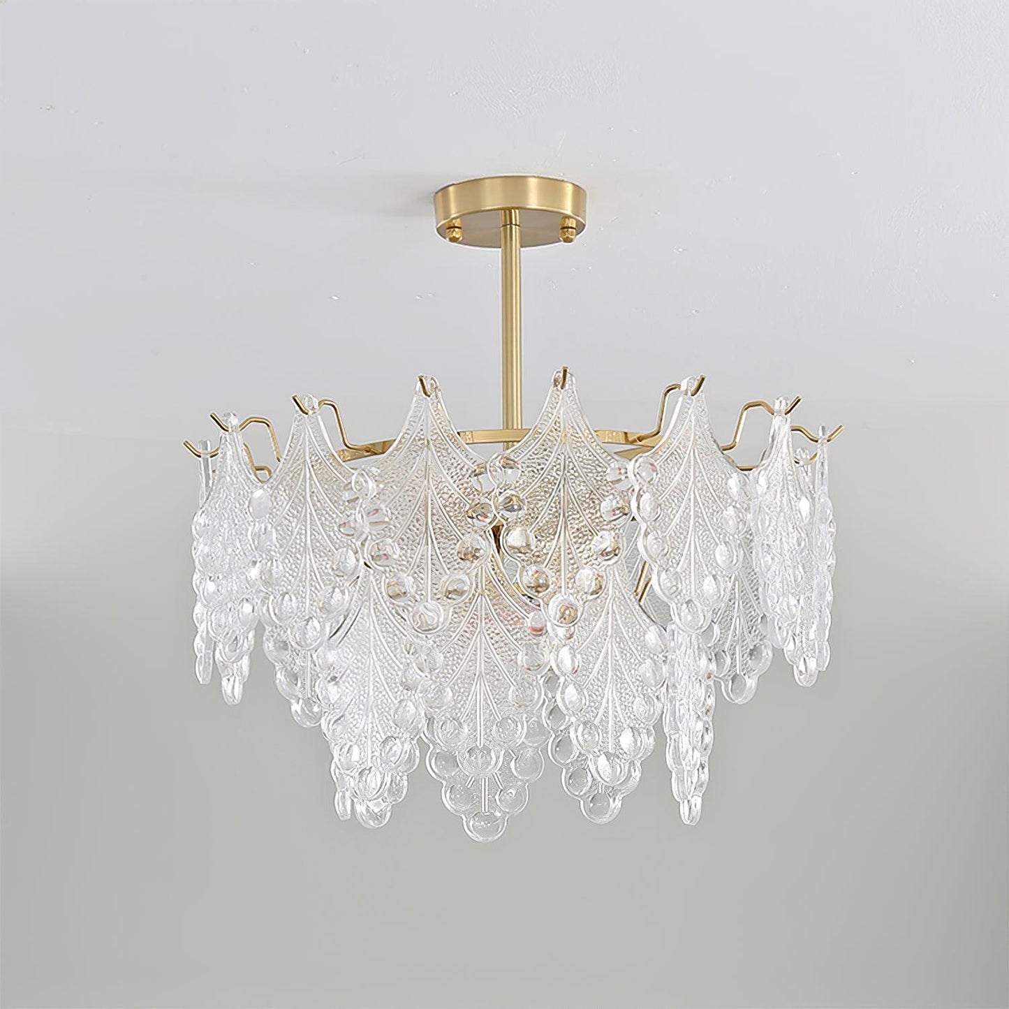 Tiered Carved Glass Crown Chandelier