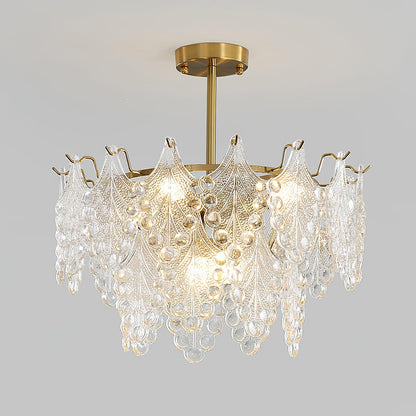 Tiered Carved Glass Crown Chandelier