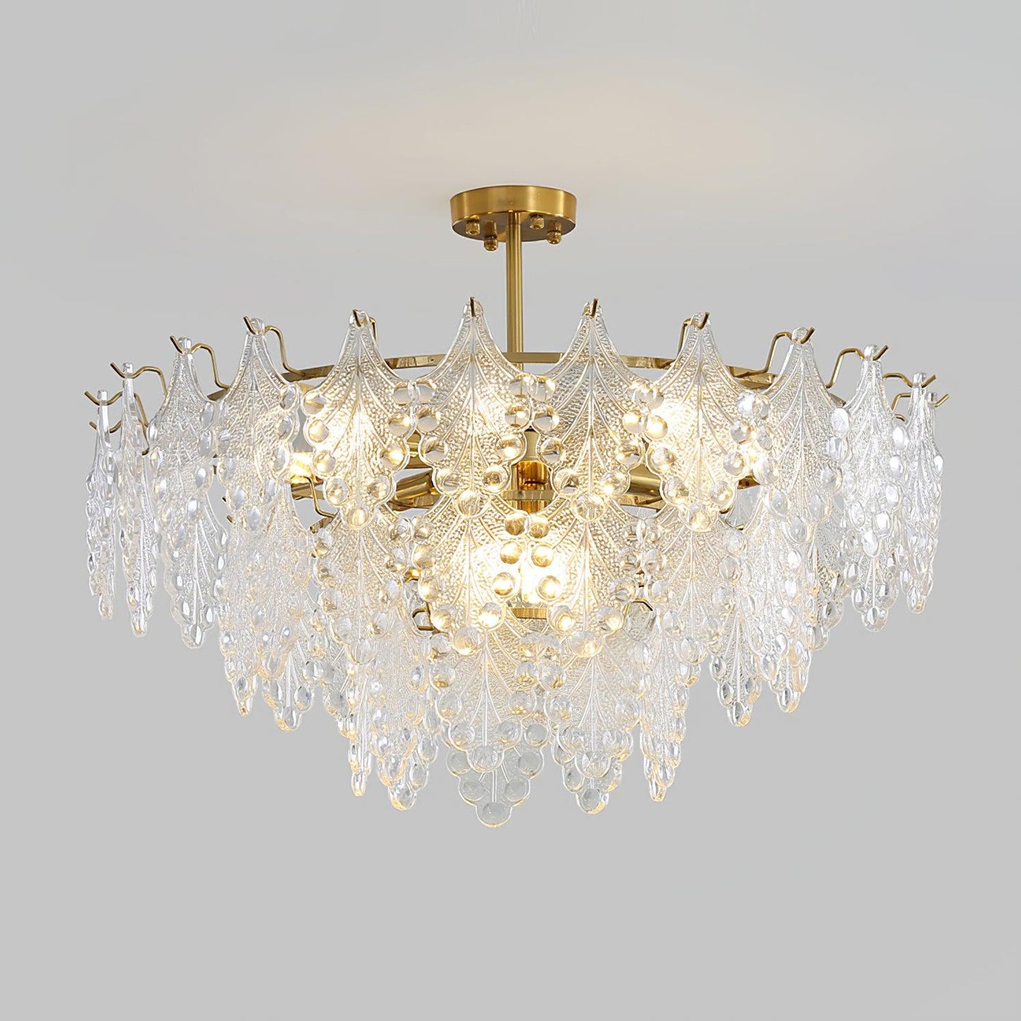 Tiered Carved Glass Crown Chandelier