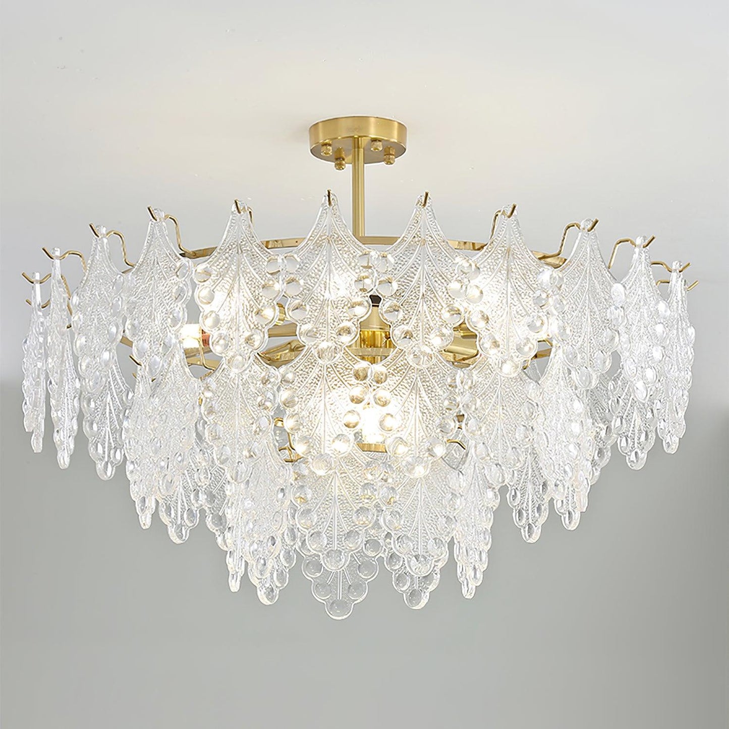 Tiered Carved Glass Crown Chandelier