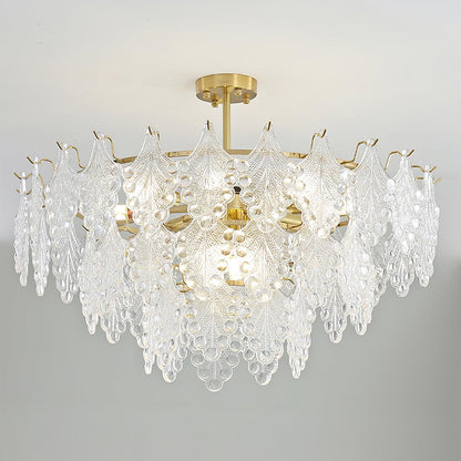 Tiered Carved Glass Crown Chandelier