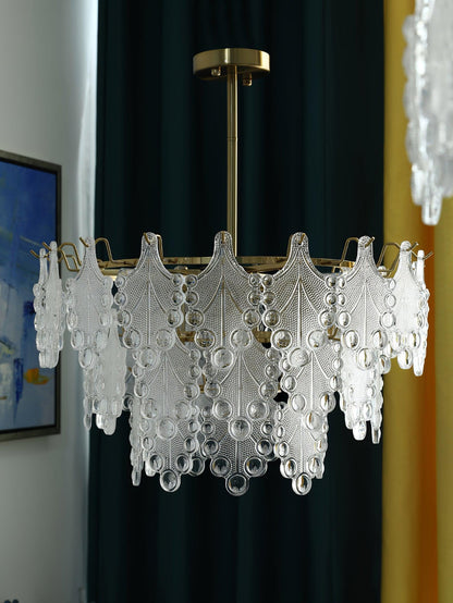 Tiered Carved Glass Crown Chandelier