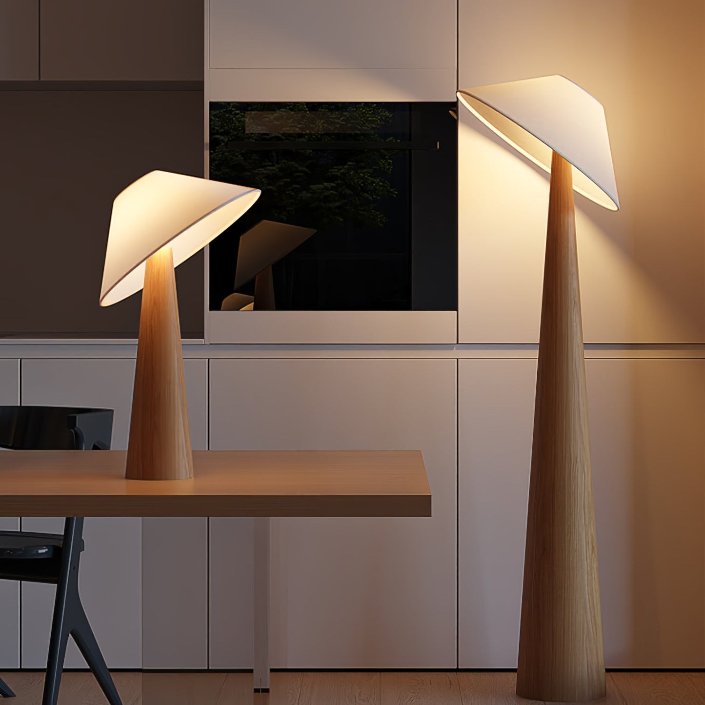 Tilt Hat Wooden Torchiere Lamp Floor Lamp