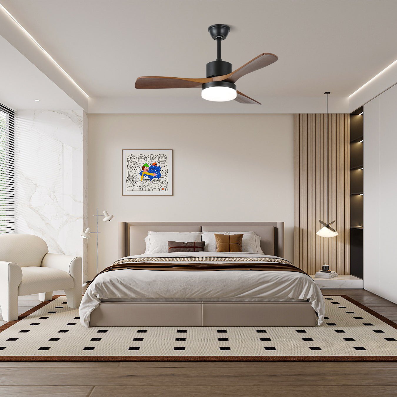 Morty Adams Wooden 48"/52" Ceiling light Ceiling Fan Light