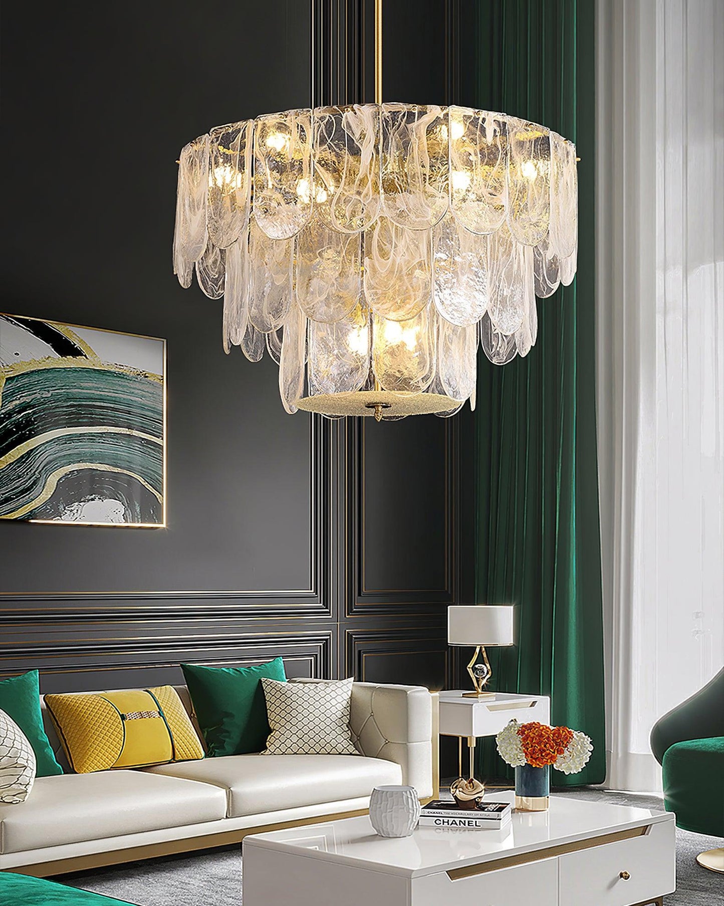 Traditional Classic Metal Glass Pendant light Chandelier